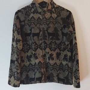 Vintage Barrage Icelandic Fleece Jacket Deer Print Size Large